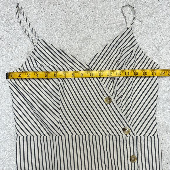 Maurices Stripe Button Front Faux Wrap Dress Adjustable Strap Smocked Back Sz: L - Picture 5 of 8